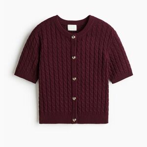 H&M Burgundy Cable Knit Cardigan